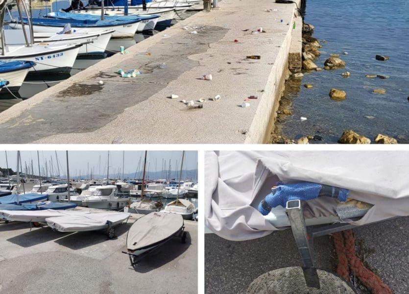 POSLJEDICE "PRVOG DANA LITA" Nakon najboljeg tuluma u gradu ostali tragovi. Čitatelj očajan: "Uništene su vrijedne jedrilice. I stoka bi čišće ostavila"