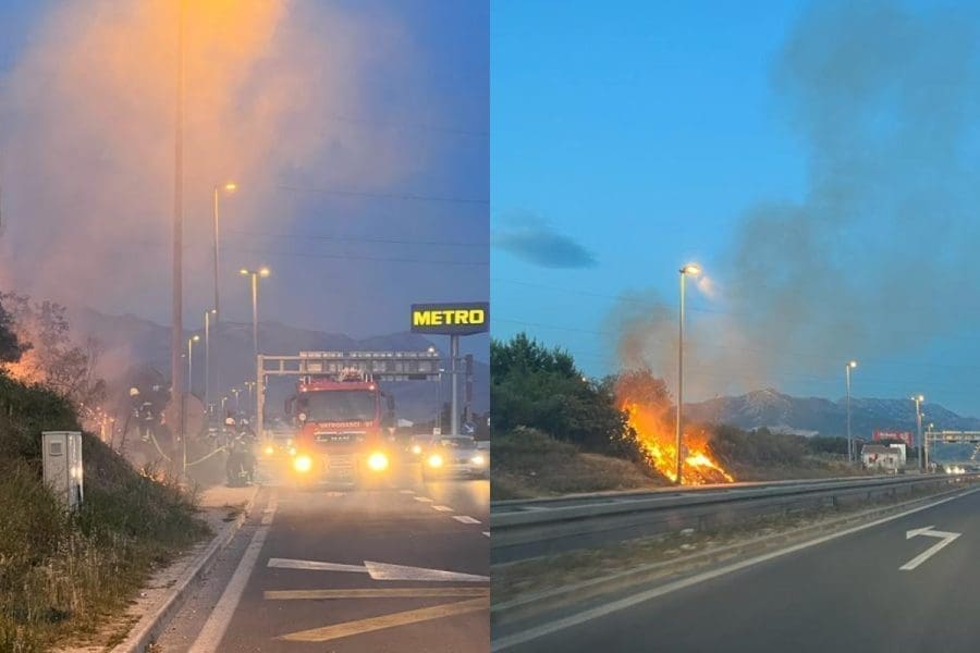 Opet gorjelo pored Splita: požar uz brzu cestu Solin-Kaštela izazvala baklja odbačena iz automobila?