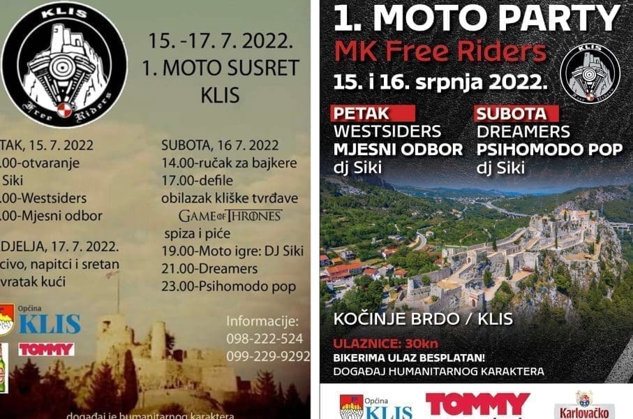 ORGANIZIRA SE VELIKI SPEKTAKL Večeras svi u Klis na moto susret!