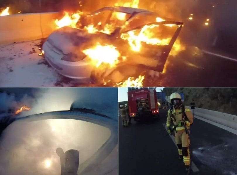 Vatrogasci objavili snimku gašenja požara automobila na brzoj cesti prema Dugopolju