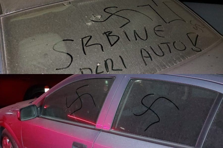 OTUŽNI PRIZORI U SPLITU Netko je na automobil ispisao nevjerojatnu poruku i "začinio" ustaškim i nacističkim simbolima