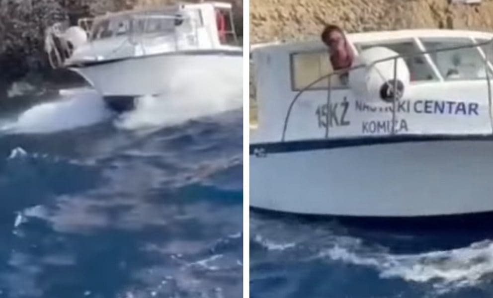 VIDEO Živčani zaposlenik se ispred Modre špilje gliserom zaletio na goste i urlao: “Kretenu jedan, razbit ću tebe i brod!"