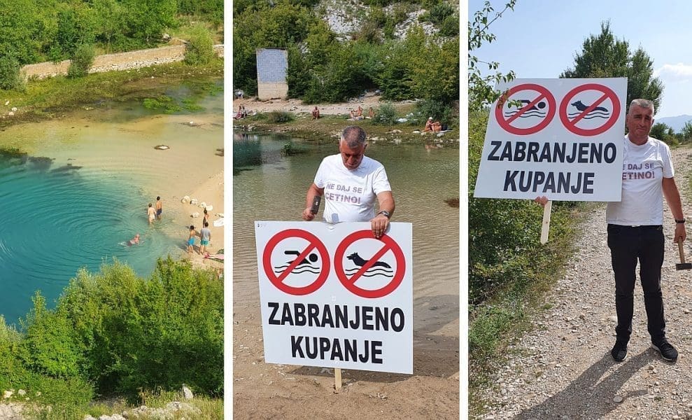 BULJU PREKIPJELO Uzeo čekić i znak zabrane i otišao na izvor Cetine. Kupači ga gledali u čudu