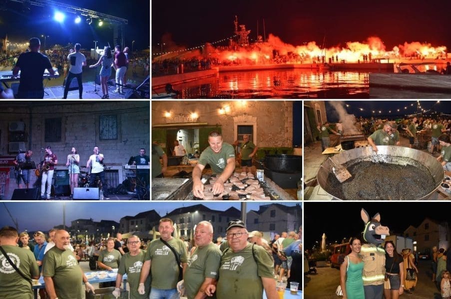 Svečana proslava Dana domovinske zahvalnosti i Dana branitelja u Kaštelima: vojnici s broda Hrvatske ratne mornarice upalili su baklje za poginule Kaštelane