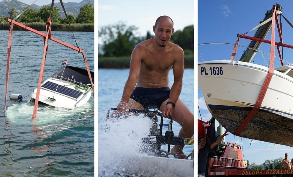 KORIŠTENI ZRAČNI JASTUCI Ovako je izgledala akcija vađenja broda s dna Neretve koji je potonuo jučer nakon sudara na Maratonu lađa