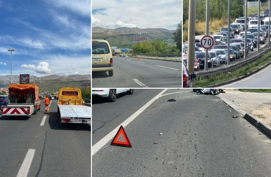 Blokiran cestovni izlaz iz Splita u smjeru Omiša, 'čep' se stvorio zbog - prometne nesreće! Policajci pokušavaju normalizirati promet