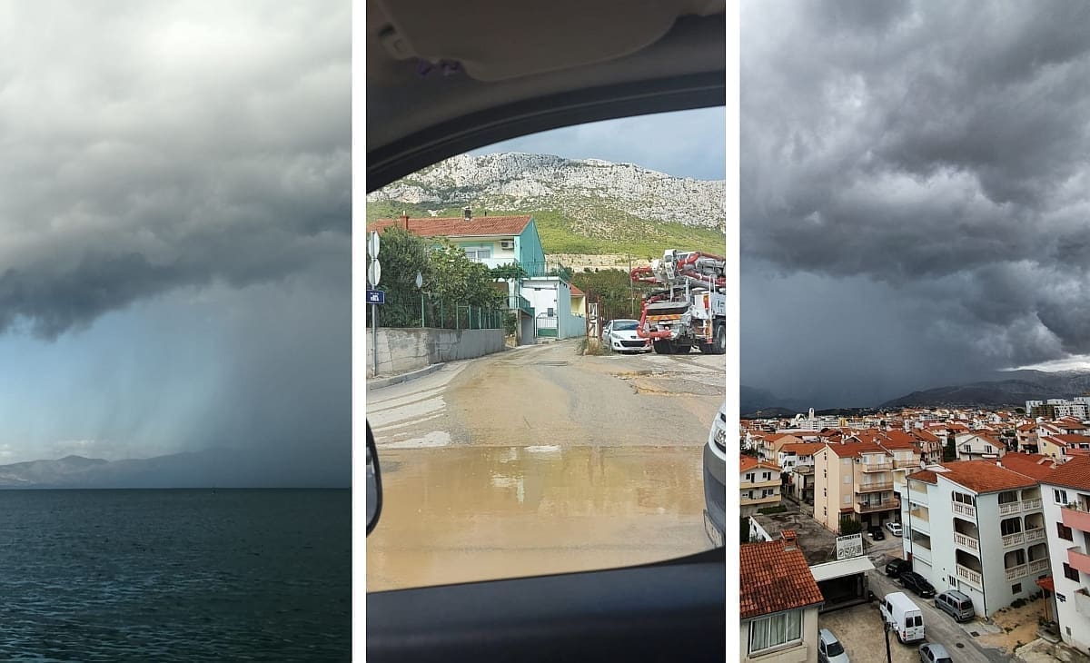 KAKVE SUPROTNOSTI Na jednom kraju Kaštelanskog zaljeva ni kapi, na drugom bujice nakon neverina