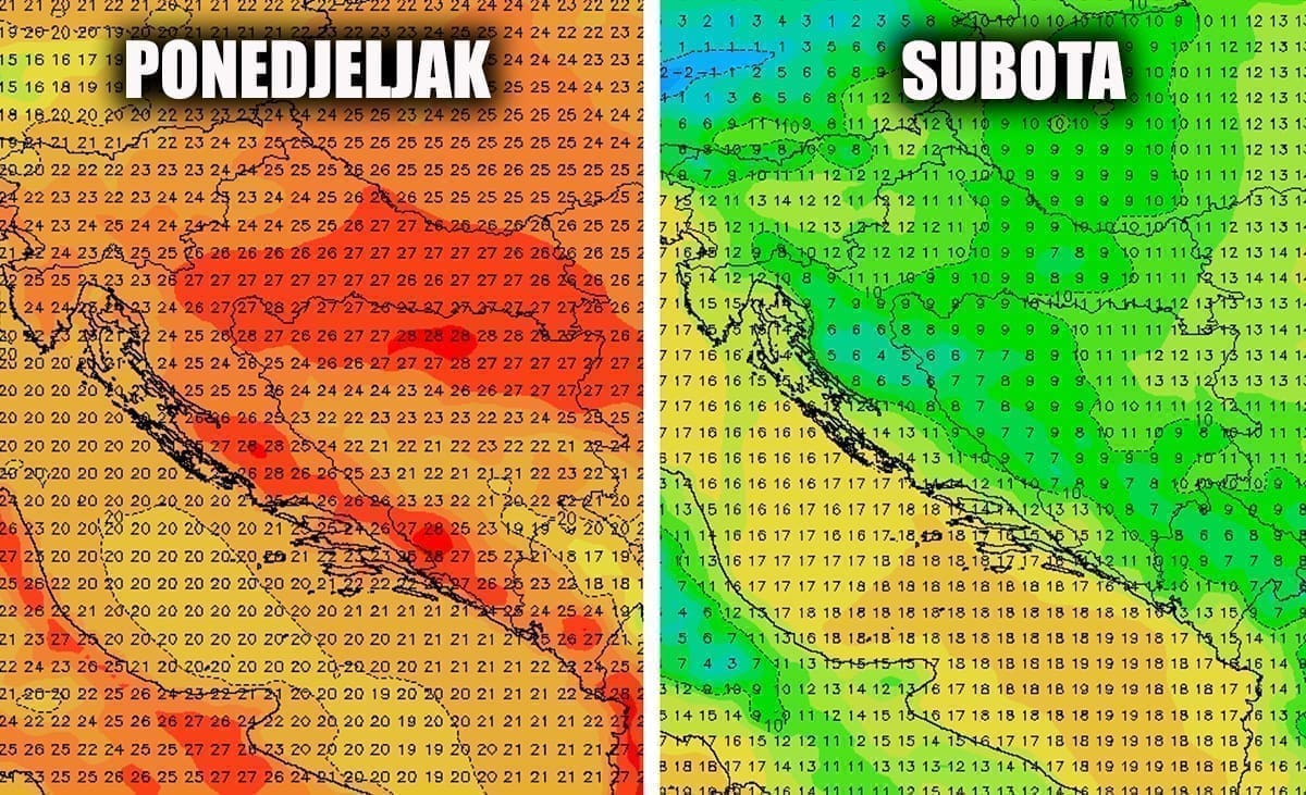 TO SE JOŠ NIJE DOGODILO ZA NAŠIH ŽIVOTA Zadnji dan listopada u Dalmaciji je moguć vruć dan! U petak velika promjena vremena uz obilnu kišu i pad temperature