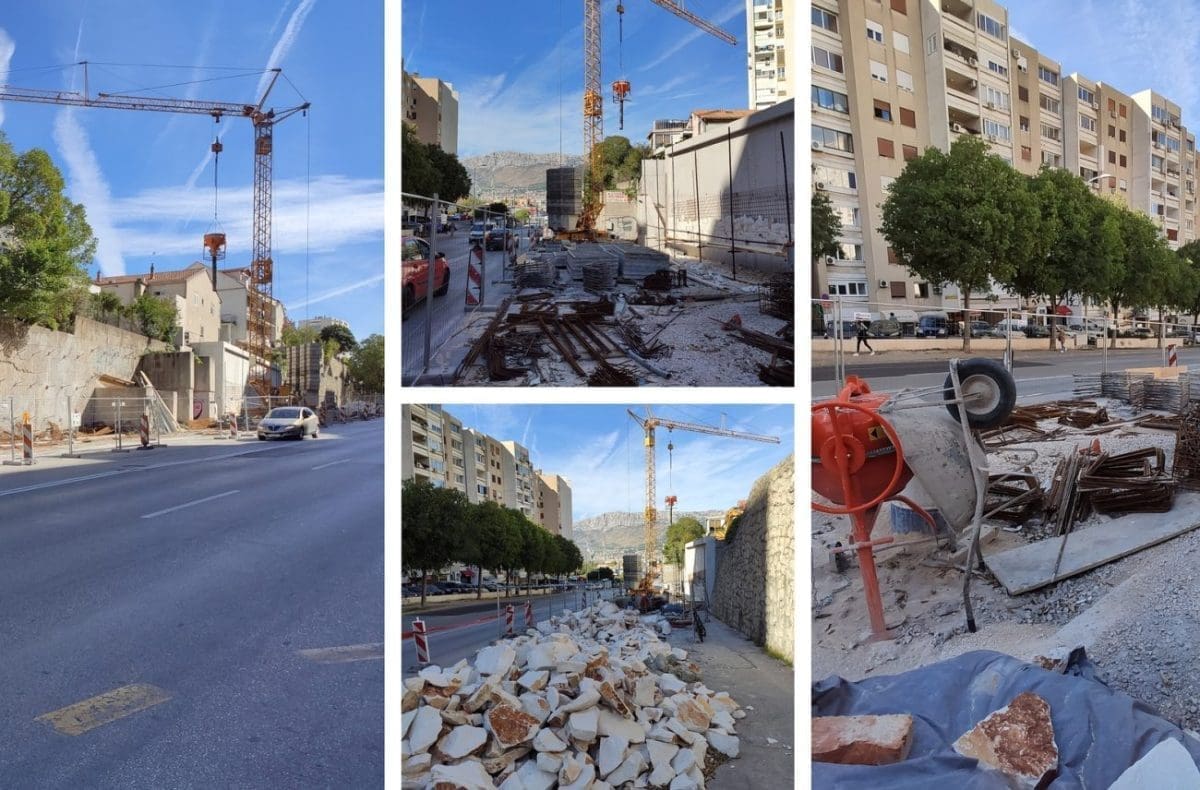 RADI SE PUNOM PAROM, ALI POTREBAN JE I OPREZ Kamen i građevinski strojevi u dijelu Dubrovačke ulice u Splitu. Evo što vozači trebaju znati