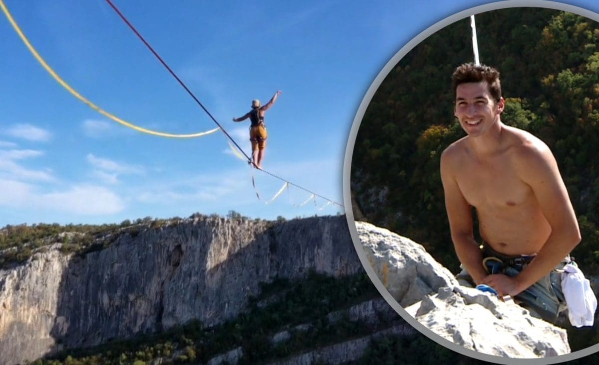 LEDI KRV U ŽILAMA Biste li se usudili? Hod preko kanjona dalmatinske rijeke na visini od 180 metara