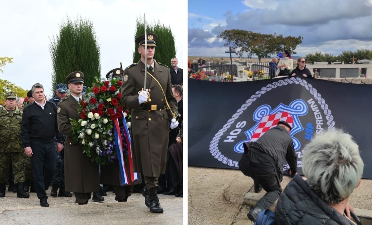 SVE JE PROŠLO MIRNO Predsjednik Milanović sudjelovao u mimohodu u Škabrnji, u koloni dominirala 30-metarska zastava HOS-a