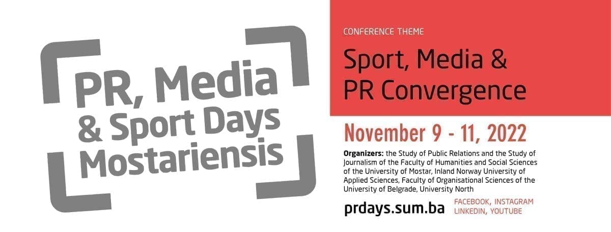 NAJAVLJUJEMO Sedma Međunarodna znanstveno-stručna konferencija PR, Media & Sport Days Mostariensis