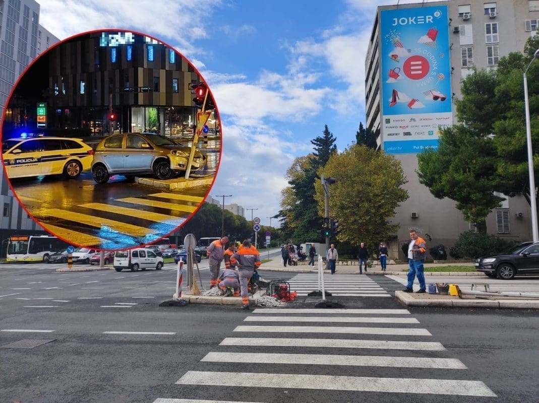 VOZAČ U SPLITU 'POKOSIO' SEMAFOR Žurna reakcija službi, već danas se nešto postavlja na opasnom raskrižju