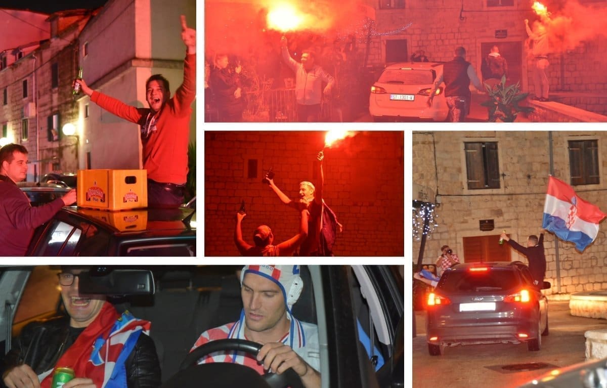 PALE SE BAKLJE, VIJORE SE ZASTAVE Kaštelani na veličanstven način proslavili pobjedu Hrvatske nad Brazilom: Sve smo snimili, 'ludnica' je na ulicama