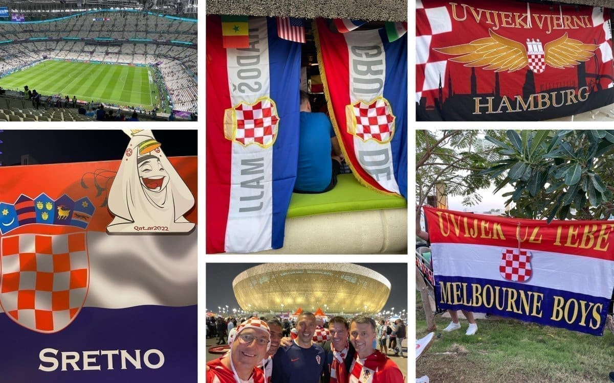 HRVATSKI NAVIJAČI 'OKUPIRALI' KATAR Zastave i 'kockice' na svakom koraku: Naši nogometaši imat će pravu podršku s tribina! Evo kakva je atmosfera kod stadiona