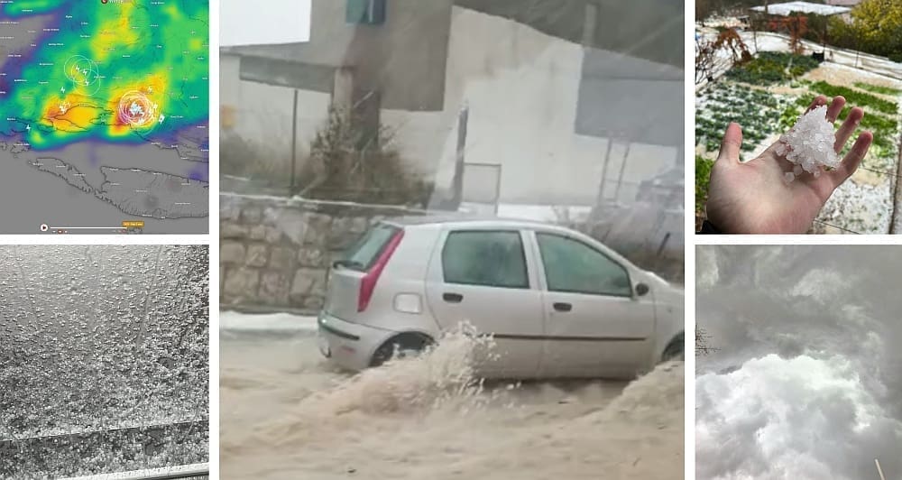 SILOVITO NEVRIJEME POGODILO SPLIT I OKOLICU Ponegdje visina tuče do 10 centimetara, bujice na cestama šokirale vozače