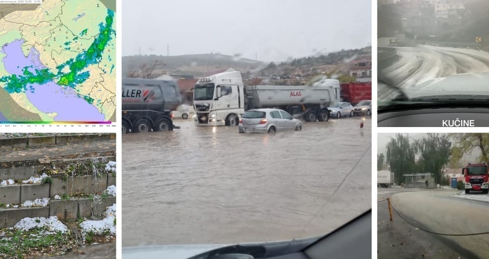 NAJJAČE NEVRIJEME POGODILO JE SOLIN I ŽRNOVNICU Vozila u bujicama, naslage tuče usporavaju promet