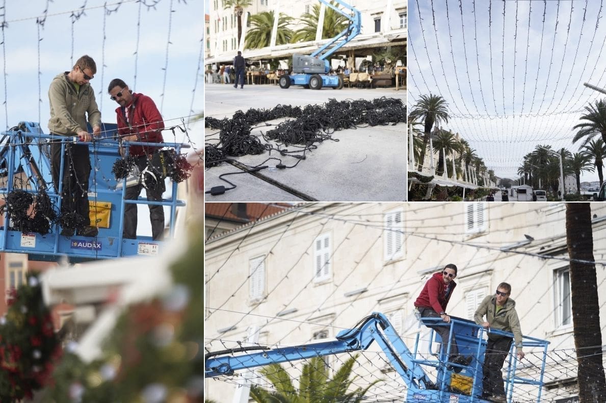 IMA DA SVE BLJEŠTI Predbožićno kićenje splitske Rive ide po planu: Zvjezdano nebo izmamit će osmijeh na licima mnogim posjetiteljima