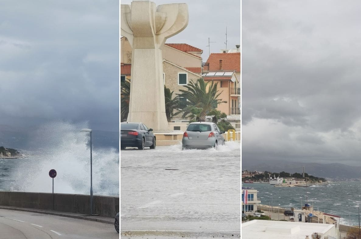 CENTAR CIKLONE ULAZI U JADRAN Puše olujno oštro, neke rive u Dalmaciji već su pod morem