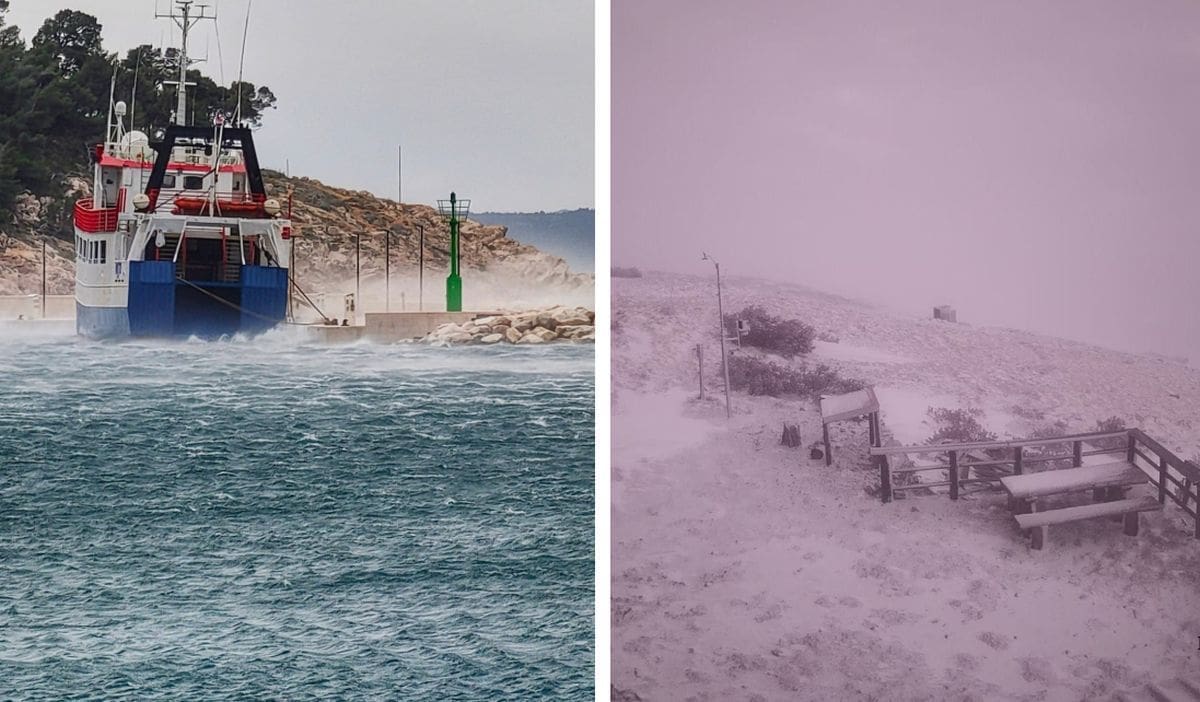DAH ZIME U DALMACIJI Orkanska tramontana u Makarskoj, na Dinari snijeg i osjet hladnoće minus 13 stupnjeva