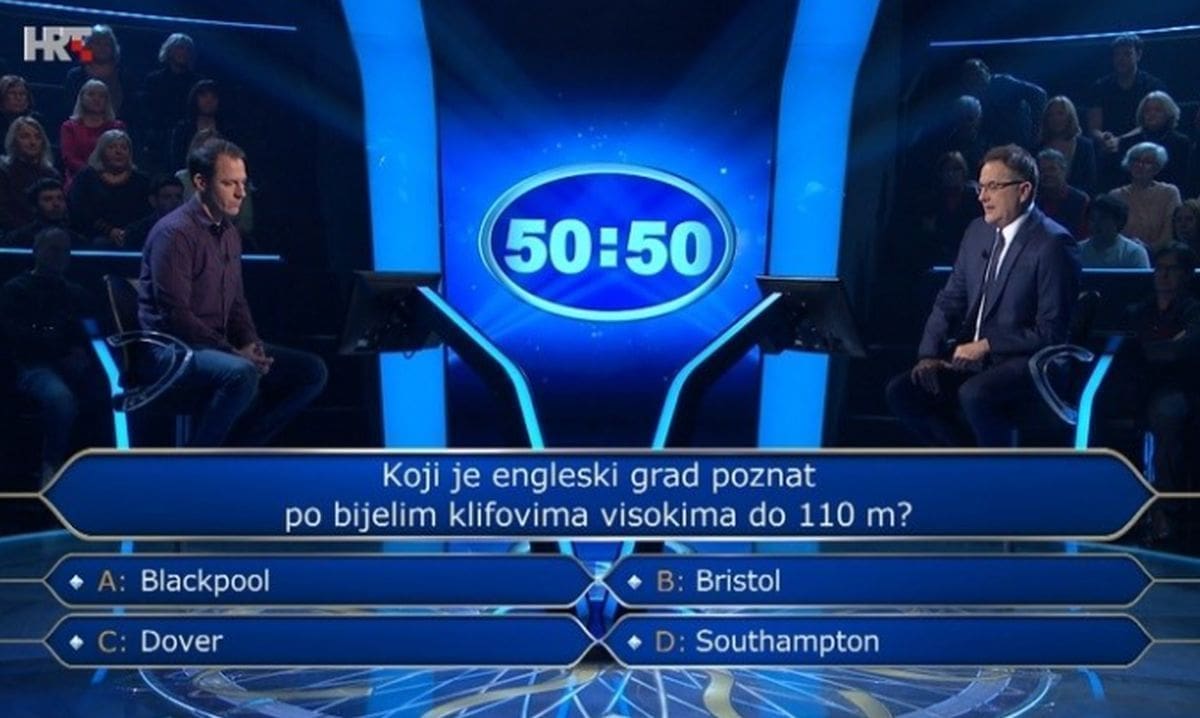 Stipe Sladoljev u Milijunašu iskoristio džokere na pitanju o engleskom gradu. Znate vi odgovor?