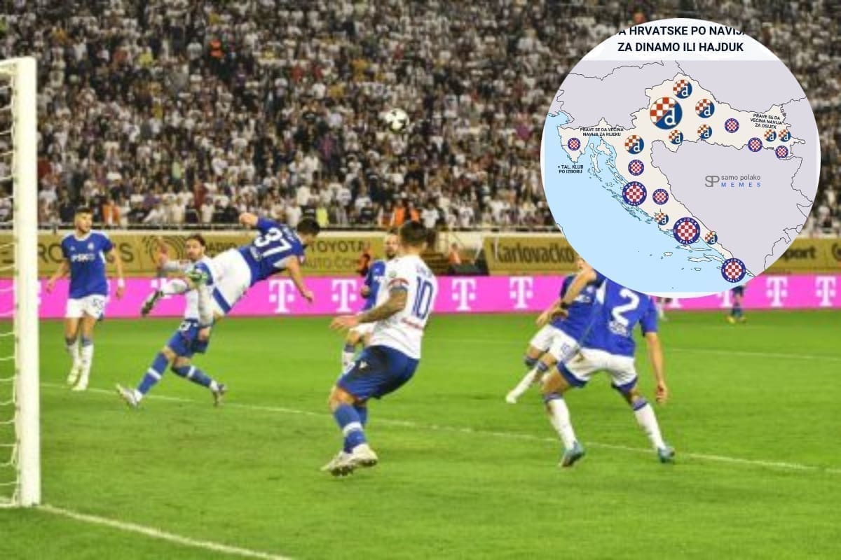 NASTALA TEŠKA POMUTNJA Koji dio Hrvatske navija za Hajduk, a koji za Dinamo? Objavljena karta...