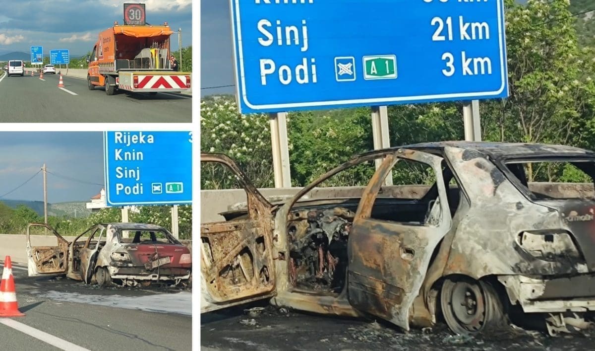 VATRENA BUKTINJA NA BRZOJ CESTI Auto potpuno izgorio, donosimo prizore