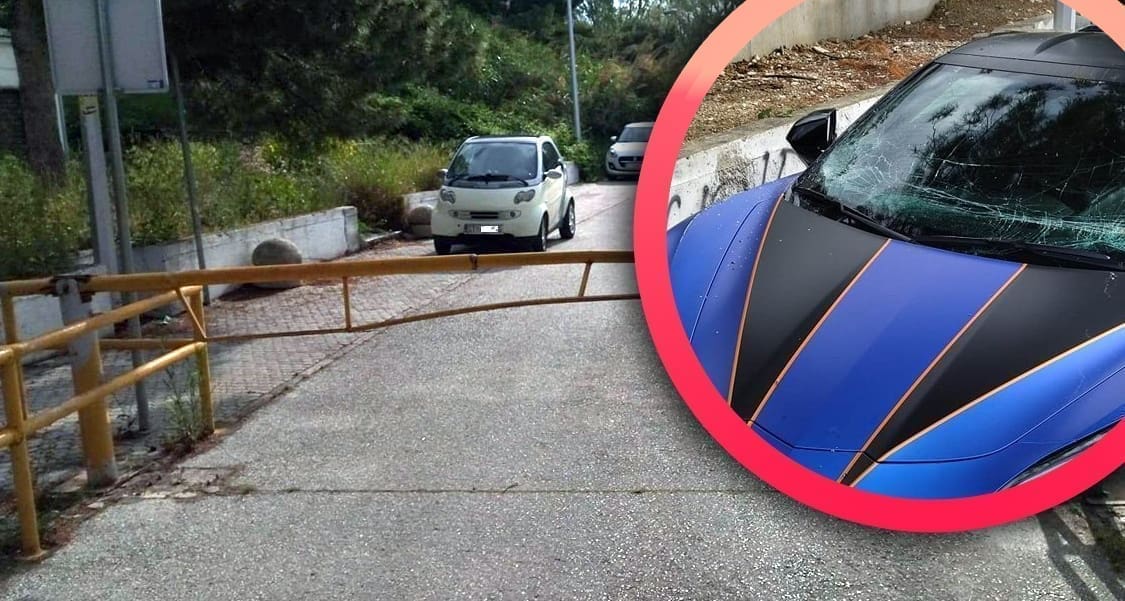 ŠTO SE OVDJE DOGODILO? Kraj iskrivljene rampe u Splitu stoji Corvetta s razbijenim vjetrobranskim staklom