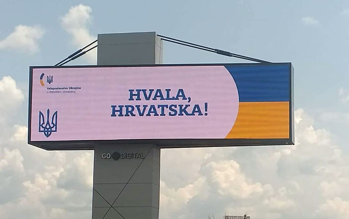HVALA, HRVATSKA! Poruka ukrajinske ambasade osvanula diljem Hrvatske