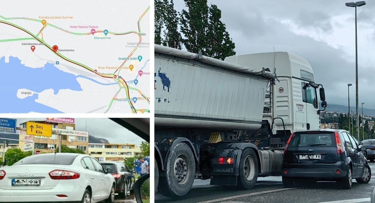 KILOMETARSKE KOLONE PREMA SPLITU Dva sudara u razmaku nekoliko stotina metara, u njima sudjelovali šleper i četiri automobila