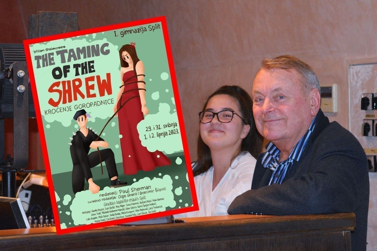 BRITANSKI REDATELJ SA SPLITSKIM UČENICIMA Ekipa iz I. gimnazije izvest će dvojezičnu predstavu kultnog Shakespeareovog romana 'Kroćenje goropadnice': Večeras premijera u GKM!