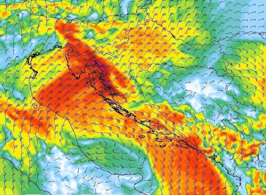 VRIME "PROLUPALO" Mislite da je vrijeme danas loše? Neobično jaka ciklona u utorak će nam se sasvim približiti: Jugo preko 100 km/h i višednevna obilna kiša
