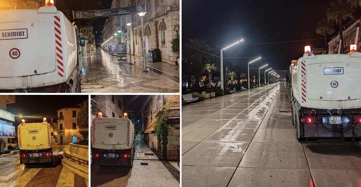 NOĆNA AKCIJA ČISTOĆE Redovno pranje splitskih ulica u centru grada