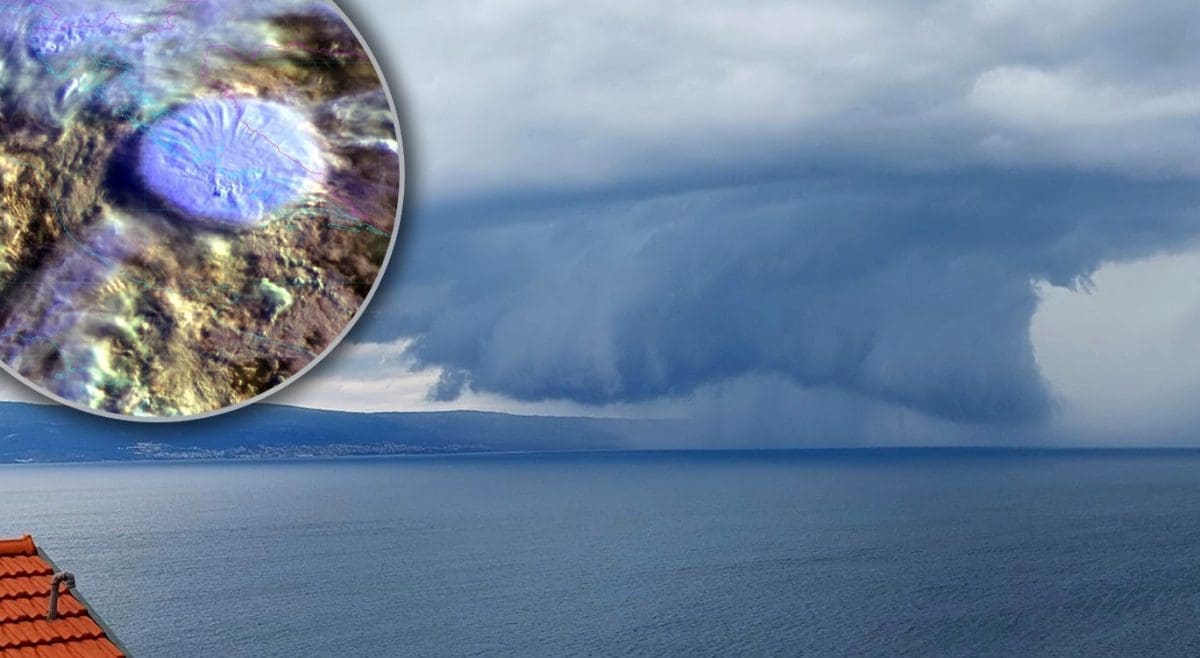KOJE JE GODIŠNJE DOBA? Temperature jesenske, pred Splitom se razvila "superćelija". Nevrijeme impresivno izgleda iz svemira