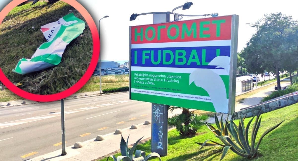 ĆIRILICA U VUKOVARSKOJ NA SUĆIDRU Plakat o "nogometu" i "fudbalu" nije dugo izdržao u Splitu. Oglasila se policija