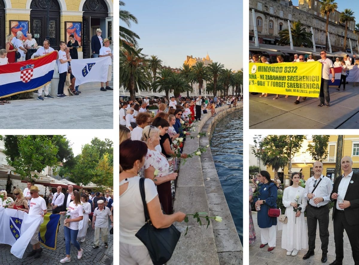 28 GODINA OD GENOCIDA U Splitu održan „Mimohod 8372“: 28 bijelih ruža za Srebrenicu bačeno u more