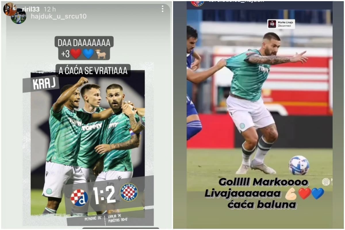 IRIS LIVAJA OGLASILA SE NAKON POBJEDE HAJDUKA Na Instagramu podijelila fotografije s porukom: "Ćaća se vratia"