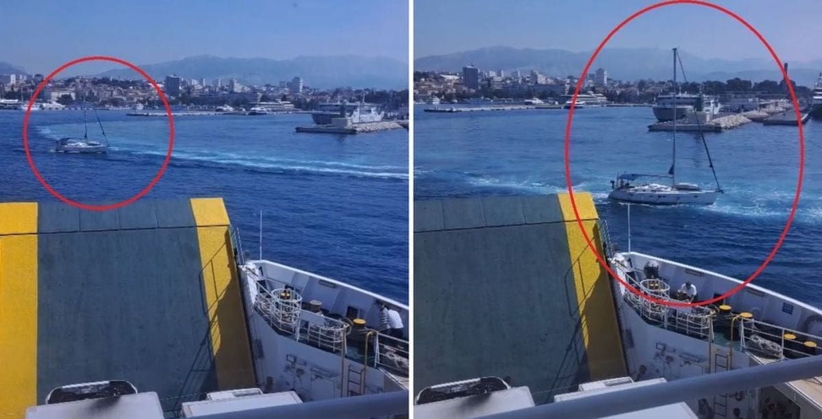 Jedrilica se "baca" pod trajekt u splitskoj luci i oduzima prednost: "Ne obaziru se na zvučne signale, netko će poginuti!"