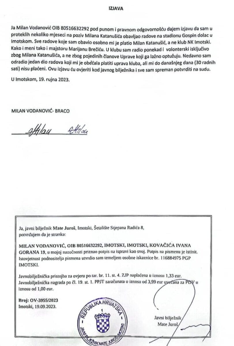 vodanovic izjava katanusic