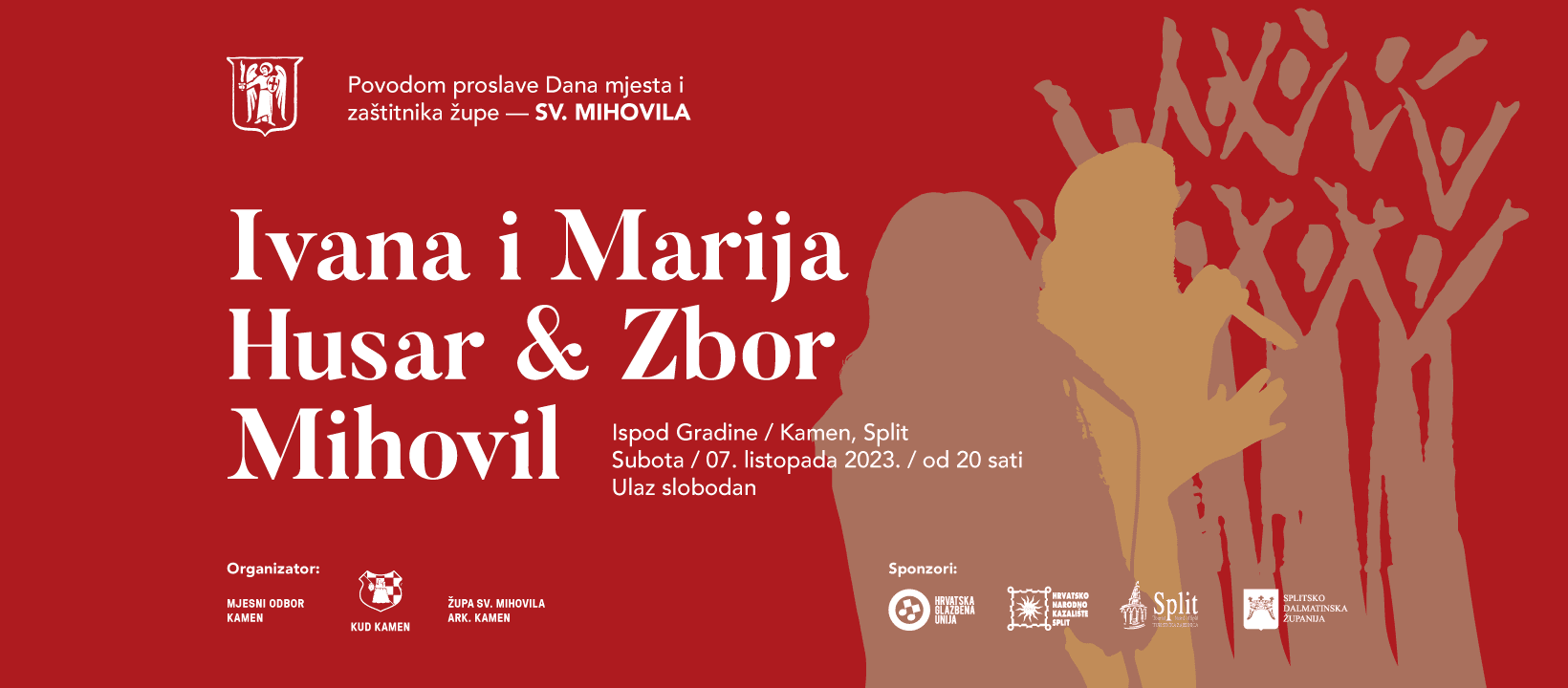 KONCERT NA ISTOKU SPLITA Zbor Mihovil i sestre Husar nastupit će na Kamenu