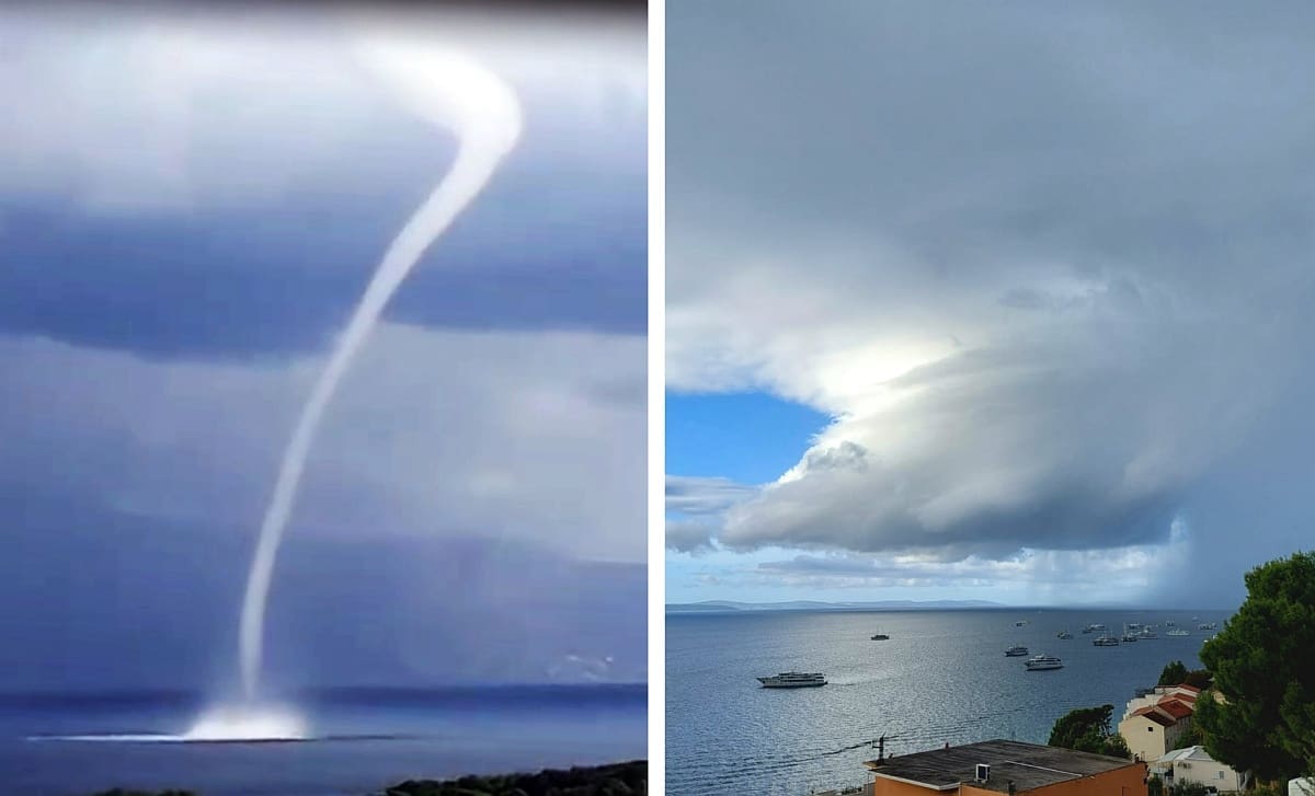 Bračani su sa strepnjom promatrali pijavicu koja se stvorila tek stotinjak metara od obale