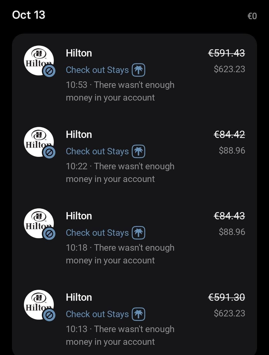 screenshot hilton booking