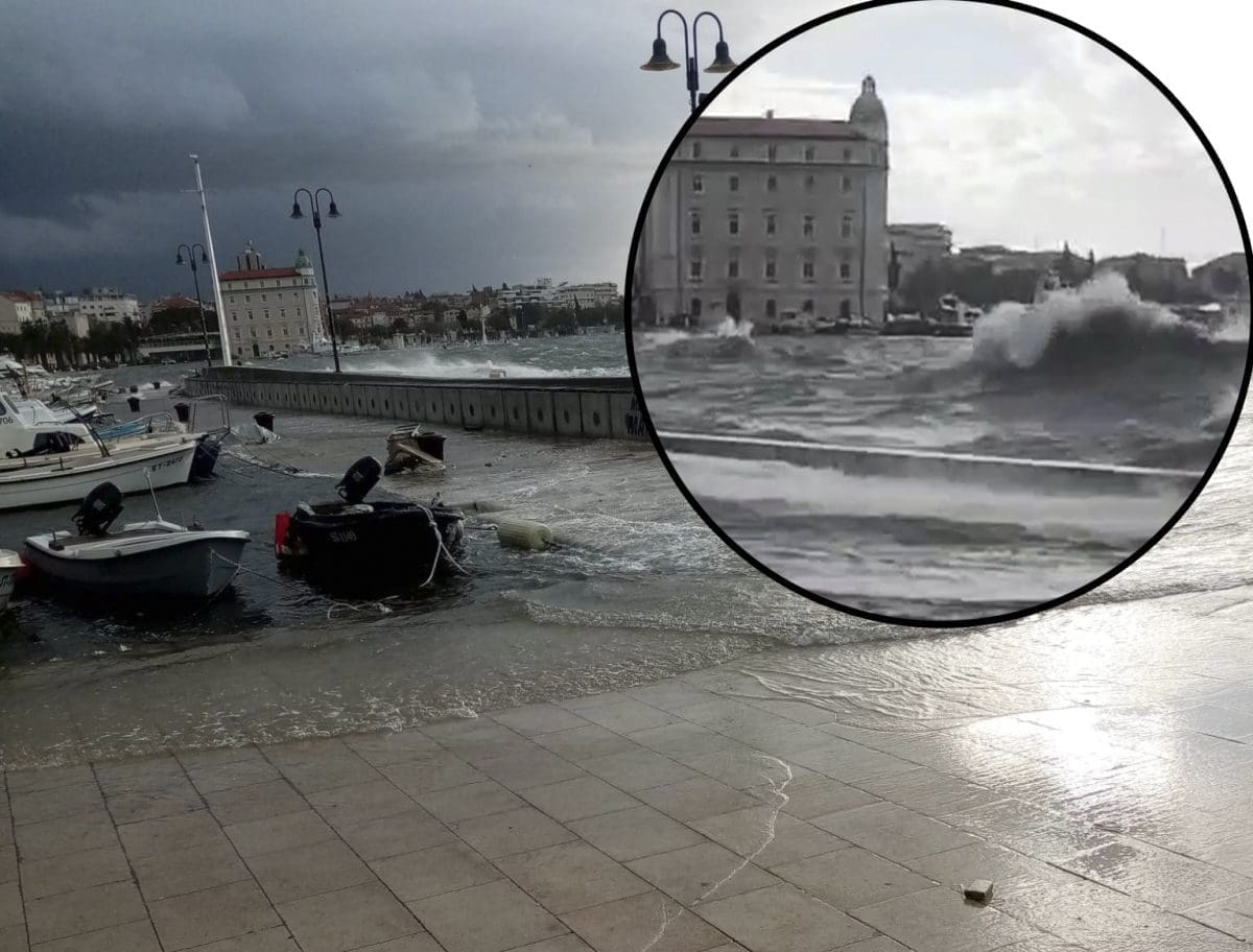 (FOTO I VIDEO) OLUJNI VJETAR I VALOVI Nestvarni prizori u centru Splita