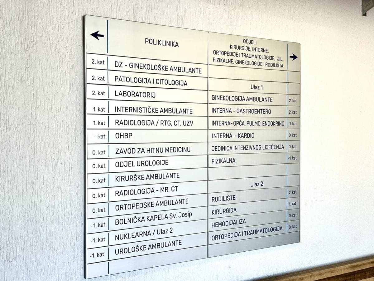 POHVALE ZA ŠIBENSKU BOLNICU Postavljene informacijske ploče i putokazi, a sve kako bi se olakšalo pacijentima