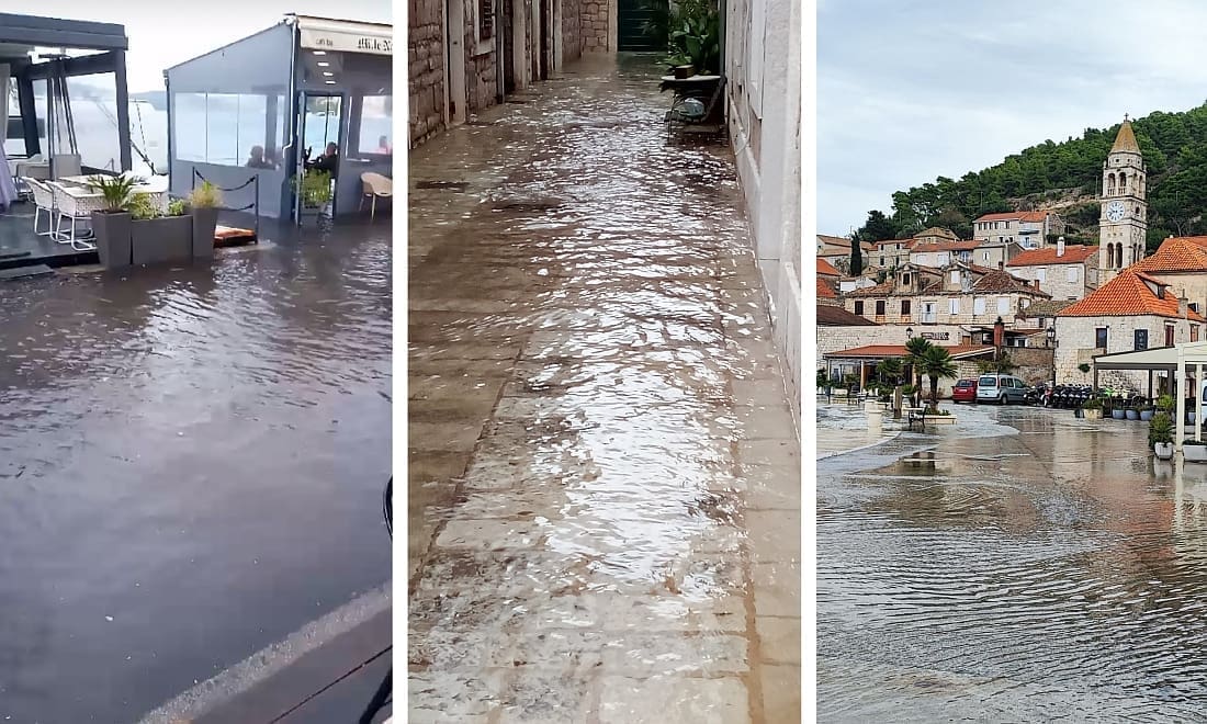 MORE PRODIRE U KAFIĆE Najviša razina ove godine na Braču, Hvaru, Visu i Korčuli, pogledajte snimke