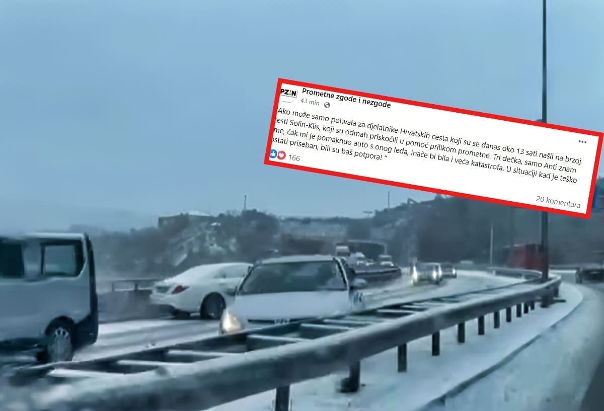 Nakon jutrošnjeg 'ludila' na brzoj cesti Klis-Solin, sudionik nesreće moli za pomoć: "Tri dečka, samo Anti znam ime, čak mi je pomaknuo auto s onog leda..."