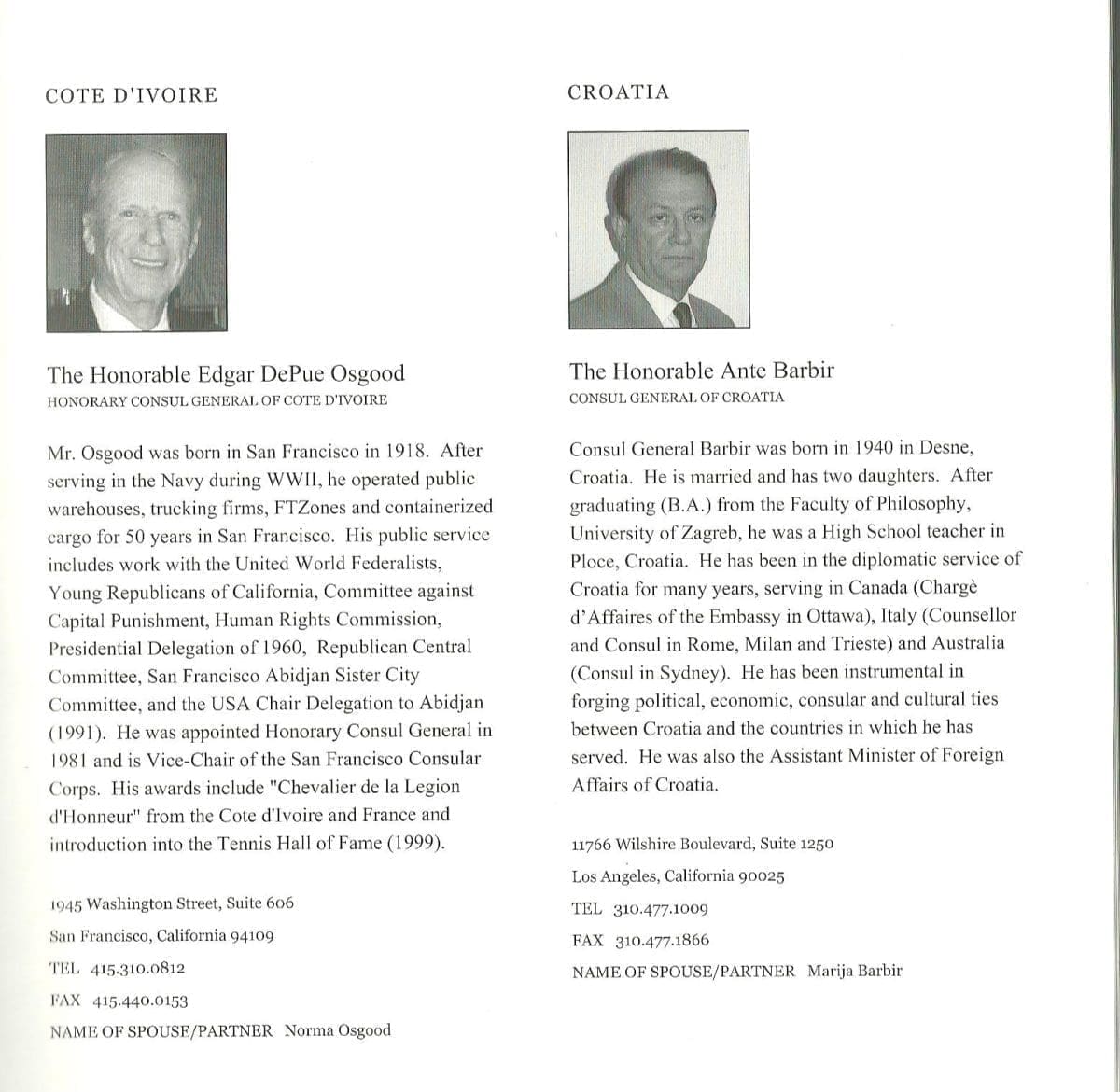 Consul General Ante Barbir CV