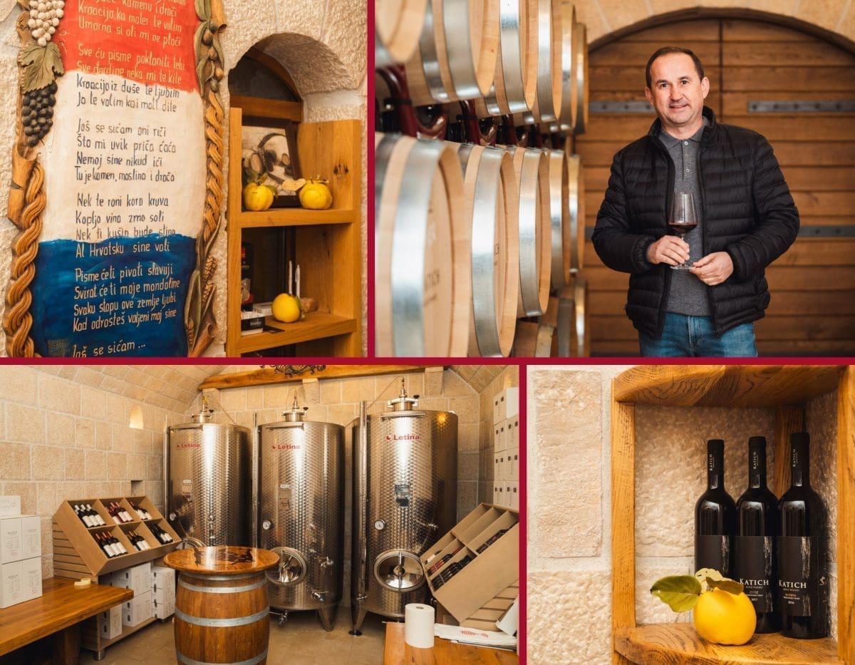 VINA IMOTSKE KRAJINE NOVI SU HIT MEĐU LJUBITELJIMA DOBRE KAPLJICE Vinarija Katich naglasak stavlja na zapostavljene sorte: "Vina prezentiramo uz domaće proizvode. Pršut, kobasice i kulen sami proizvodimo"