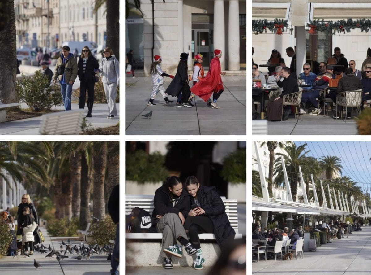 MA KO TO MOŽE PLATIT? Splićani iskoristili sunčan dan za uživanje na Rivi, a već su krenule i maškare