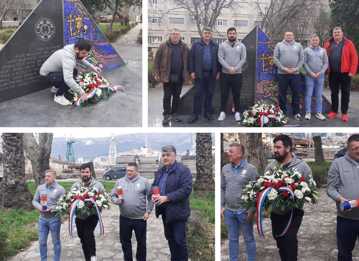 NERASKIDIVA SPONA HRVATSKIH BRANITELJA Izaslanstvo NK Varaždin u Splitu odalo počast pogunilima u Domovinskom ratu
